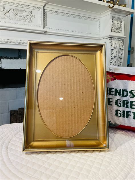 Vintage 2 MCM Gold Tone Shadow Box Oval Picture & 1 Metal 